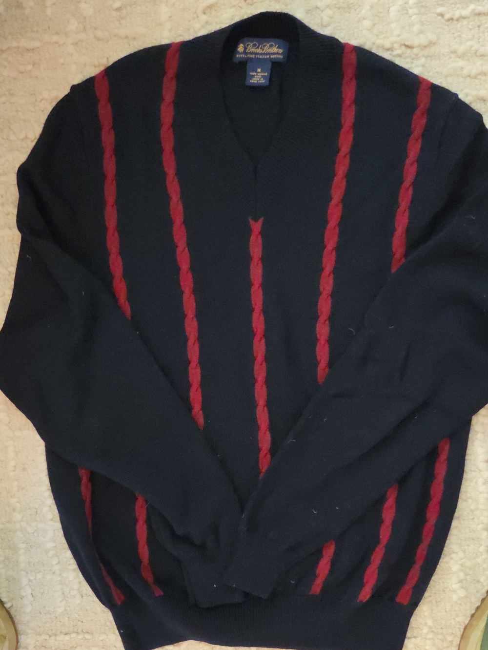Brooks Brothers Mens Medium 100% Extra Fine Italian Merino Wool Sweater Black M